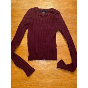 Forever 21 Ribbed Burgundy Long Sleeve Sweater